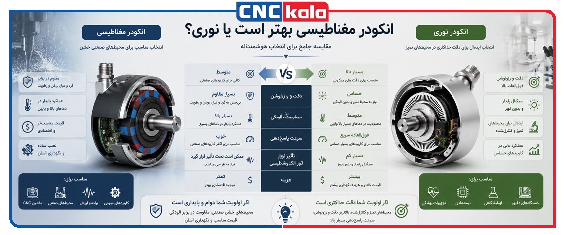 انکودر مغناطیسی عملکرد بهتری دارد یا انکودر نوری؟
